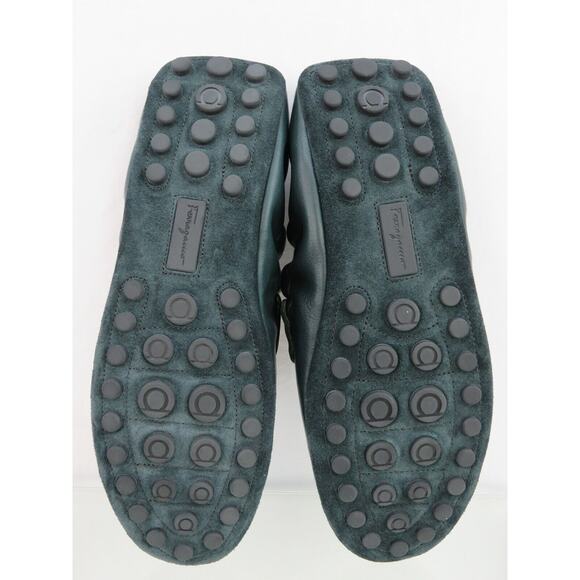 FERRAGAMO ASTURE GREEN LEATHER GANCINI BIT MOCCASIN DRIVING LOAFERS US 10.5 M main image 8